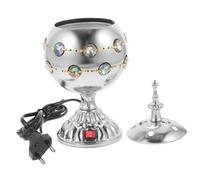 ROMISBABA Brûleur Électrique Argenté Style Moyen Orient Stable et Décoratif pour Ornement de Table avec Prise Européenne