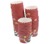 ROMISBABA Caissettes à Cupcakes en Papier Rouge Motif Sapin Étoilé de Noël 50 Pièces Moules Jetables pour Muffins et Gâteaux Emballages Festifs pour Pâtisserie et Décoration de Fête