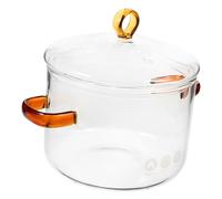ROMISBABA Casserole Verre Résistant Aux Chocs Thermiques avec Couvercle Double Antidérapantes Polyvalente pour Mijotés Soupes et Nouilles Batterie Cuisine Tout Feux