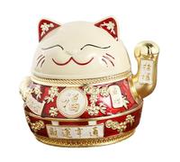 ROMISBABA Cendrier en Alliage de Chat Maneki Neko Doré avec Couvercle Anti-Cendres, Décoration Polyvalente pour Bureau et Salon, Accessoire de Table Élégant et Pratique