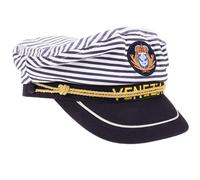 ROMISBABA Chapeau de Capitaine Marin Adulte en Coton Léger Rayures Bleues, Réglable 58 Cm, pour Costume Marin et Usage Quotidien