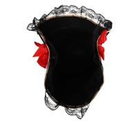 ROMISBABA Chapeau Pirate Tricorne Velours avec Dentelle et Nœud Rouge pour Femmes Accessoire Costume Halloween et Soirée à Thème et Résistant Déformation
