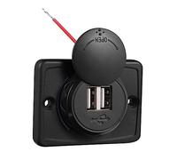 ROMISBABA Chargeur Voiture USB Double Port Étanche Adaptateur Modifié pour Téléphone Coque Plate Noire avec LED Bleue Compatible Véhicule Bateau Yacht et Camping