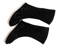 ROMISBABA Chaussures Hanfu Chinoises Traditionnelles pour Hommes Noires PU Antidérapantes Brodées pour Tai Chi Kung Fu et Spectacles Culturels
