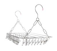 ROMISBABA Cintre Multi-Usage en Acier Inoxydable 36 Pinces Argenté | Anti-rouille, Clips Solides et Structure Robuste, pour Lacets et Bras, Usage Domestique Toute Saison