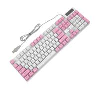 ROMISBABA Clavier De Jeu Filaire 104 Touches RGB Mécanique Bureau Gamer Blanc Rose Éclairage Multicolore Transmission Lumineuse Uniforme Usage Professionnel Et Gaming