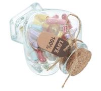 ROMISBABA Coffret 6 Mini Bouteilles en Verre Transparentes de Cœur Capsules Contenant des Notes D’Amour à Écrire - Déco Romantique pour Saint-Valentin Anniversaires et Messages Secrets