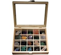 ROMISBABA Coffret de Collection de 20 Spécimens de Pierres Minérales Naturelles Échantillons Variés de Cristaux et Roches Brutes Boîte Pédagogique pour L’Étude Géologique et