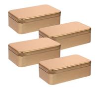 ROMISBABA Coffret Présent 4pcs en Fer-blanc Or Finition Polie Lisse, Boîte Scellée Rectangulaire pour Rangement de Chewing-gum ou Papeterie