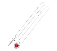 ROMISBABA Collier Couple Pendentif Cœur d'Épée Incrusté de Cristal Lot 2 Pièces Argenté Bijou Romantique pour Petite Amie Présent Saint-Valentin et Occasions Spéciales
