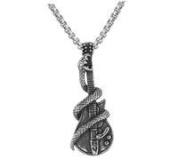 ROMISBABA Collier Homme Guitare Serpent Acier Inoxydable Pendentif Vintage Mode Rock Pour Soirées Et Usage Quotidien