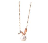 ROMISBABA Collier Lapin Fin Or Rose avec Pendentif Lapin Mignon et Perles Élégant et Simple pour Femmes Cadeau Anniversaire et Fête des Mères Accessoire Classique pour Nouvel An Chinois et
