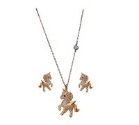 ROMISBABA Collier Pendentif Licorne pour Femme avec Boucles d'Oreilles Assorties Ensemble Bijoux de Fête Alliage Cuivre-zinc et Cristaux Cadeau Mode pour Filles
