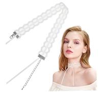 ROMISBABA Collier Ras Du Cou Femme Blanc Dentelle Double Couches Ajustable Élégant pour Fête Bijoux de Clavicule Chic et Confortable