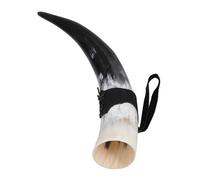 ROMISBABA Corne à Boire en Corne de Bœuf Naturelle 36-40 CM Grosse Capacité Style Viking Vintage Chope à Bière Portable pour Randonnée et Festivités Décoration Rustique