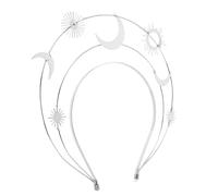 ROMISBABA Couronne de Déesse Argentée Médiévale Couches Fait Main Étoiles et Lune Bandeau Cheveux Femme pour Mariage et Fête