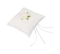 ROMISBABA Coussin pour Alliances De Mariage Coussin Vintage Dentelle pour Cérémonie Support pour Alliances Élégant Décor De Mariage Blanc