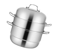 ROMISBABA Cuiseur Vapeur Inox Triple Couche Grand Volume Compatible Induction et Gaz pour Gain de Place Cuisson Simultanée Vapeur et Bouillon Inox Alimentaire Antirouille