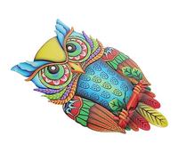 ROMISBABA Décoration Murale Hibou En Métal Coloré Bleu Suspendue Pour Intérieur Maison Sculpture Artisanale En Fer Motif Texturé Artistique