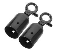 ROMISBABA Embouts de Corde Robustes 32 MM pour Poteaux Crochet D’Extrémité en Velours Noir Brillant Butée de Corde pour Barrières Événementielles Lot de 2 Pièces Accessoires de Support pour