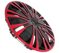 ROMISBABA Enjoliveur de Roue 13 Pouces Rouge Noir en PP Robuste, Cache-moyeu Décoratif pour Voiture, Protection Anti-débris et Eau, Compatible Multiples Moyeux, Accessoire Auto Solide