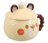 ROMISBABA Ensemble de Tasse à Café en Céramique 1 Pièce avec Couvercle et Cuillère, Design Cartoon Chien Mignon, Petite Tasse pour Café, Thé, Présent Original pour Maison et Bureau