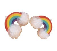 ROMISBABA Éponge de Bain pour Tout-petit D'arc-en-ciel et Fleur, 2 Pièces, Douce pour Peau D'garçon et Filles, Multifonctionnelle, Accessoire pour L'heure du Bain