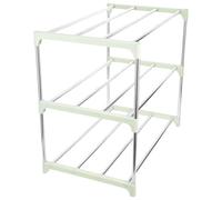 ROMISBABA Étagère à Chaussures Stable et Robuste 3 Niveaux en Acier Inoxydable Rangement Peu Encombrant Design Délicat Vert Clair pour Entrée et Couloir Étroit