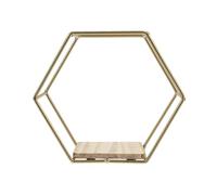 ROMISBABA Étagère Murale Hexagonale en Fer Doré Support Mural Suspendu pour Cache-Pot de Plantes Succulentes Rangement Décoratif Compact pour Maison Étagère Murale Décorative