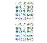 ROMISBABA Étiquettes Autocollantes Numérotées 1-25, 2 Feuilles Résistantes à L’eau et Auto-adhésives, Gommettes Chiffres Adhésives sans Résidu pour Classement Bureau, Identification Objets
