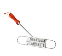 ROMISBABA Fer à Marquer pour Barbecue Extérieur en Alliage D'aluminium avec Poignée en Bois, Outil de Presse pour Noms de Steaks, 55 Lettres Interchangeables, pour Grillades en Plein Air