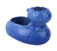 ROMISBABA Fontaine à Eau pour Chat Céramique Vintage Forme Lotus Distributeur Eau Circulant Silencieux Bol Stable pour Animaux Récipient Pratique pour Appartement Couleur Bleue