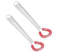 ROMISBABA Fouet à Œufs Manuel En Acier Inoxydable Tête En Silicone Rouge, Mini Batteur Spirale Pour Café Et Pâtisserie, Portable Et Antiadhésif, Lot De 2 Pièces, Usage La Cuisine Et Voyage