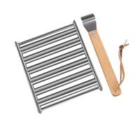 ROMISBABA Grill à Saucisses Portable Inox avec Manche Rack de Barbecue Robuste pour Camping et Pique- Amovible pour Cuisson Uniforme