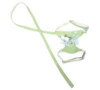 ROMISBABA Harnais de Confort Réglable pour Petits Chiens L avec Laisse Verte à Motif et Pompon Lapin, Gilet en Maille Respirante Sécurisée pour Promenade et Activités Extérieures