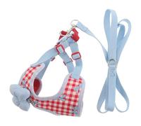 ROMISBABA Harnais en Maille Douce Rouge avec Nœud pour Petit Chien 3,5-6,5 Kg, Laisse Réglable pour Chiot, Ensemble Harnais et Laisse Anti-Fugue, pour Promenades et Voyages