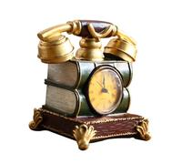 ROMISBABA Horloge Décorative Téléphone Rétro en Résine, Ornement D'horloge Créative, Réveil Précis, Décoration Bureau et Maison, Style Vintage, Objet Décoratif Fonctionnel