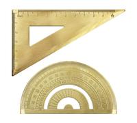 ROMISBABA Jeu de 2 Règles Triangulaires en Laiton Doré Rapporteur Intégré Outil de Mesure Précis pour Dessin et Géométrie Kit Professionnel pour Bureau et Usage Scolaire
