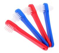 ROMISBABA Kit de 4 Brosses à Dents Portables Double Face pour Prothèses Dentaires Poils Souples Mini Taille Compacte Couleurs Bleu et Rouge Voyage et Soins Bucco-Dentaires Adultes