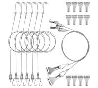 ROMISBABA Kit Suspendre pour Cimaises avec Crochets Métalliques Argentés en Acier Inoxydable 8 Pièces, Multifonctionnel et Robuste pour Galerie et Expositions