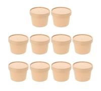 ROMISBABA Lot de 10 Sets de Sets de Pots en Papier Kraft 8 Oz Couvercles, pour Crème Glacée, Yaourt et Soupe Froide, Gobelets D'emballage pour Dessert et Usage Extérieur