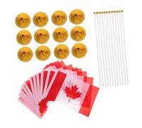 ROMISBABA Lot de 12 Drapeaux de Table avec Mât et Base Dorée Décoration de Bureau Résistants Décoloration pour Fêtes et Célébrations