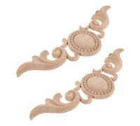 ROMISBABA Lot de 2 Appliques Décoratives en Bois Sculpté Dimensions 33 X 10 CM Finition Naturelle Décorations Murales et Meubles Style Européen Incrustations Bois pour Cadres Portes et