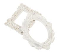 ROMISBABA Lot de 2 Cadres Photo Rétro en Résine Accessoires de Fond Photo pour Selfie Décorations Ovales et Carrées en Blanc Ivoire pour Photobooth et Événements Festifs