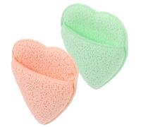 ROMISBABA Lot De 2 Éponges Exfoliantes Visage En, Démaquillantes Réutilisables, Couleurs Cœur Orange Et Vert, Nettoyant Doux Sans Frottement, Pour Soin Quotidien Et Voyage
