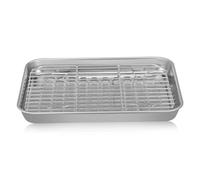 ROMISBABA Lot De 2 Grilles Métalliques Pour Four Rôtissoire Poêle Lourde Plaque De Cuisson Cannelée Plateaux Polyvalents Grille De Cuisson En Fil Métallique De Refroidissement