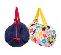 ROMISBABA Lot de 2 Paquets de Courses Pliables Réutilisables en Tissu Oxford Grands Paquets Fourre-Tout Portables Capacité Spacieuse Design Compact Couleur Bleu Marine et Motif