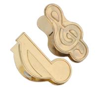 ROMISBABA Lot de 2 Pinces Musicales en Métal Doré Mini Clips Décoratifs pour Bloc-notes et Cahiers, Marque-pages Vintage de Clé de Sol et Note de Musique, Accessoires Polyvalents