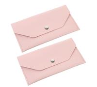 ROMISBABA Lot de 2 Porte-enveloppes à Espèces en Cuir PU Rose, Portefeuille Compact Multifonction Porte-Cartes Intégré, Organisateur Réutilisable pour Gestion de Trésorerie et Voyage, Étui