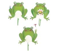 ROMISBABA Lot de 3 Crochets Muraux Décoratifs en Fer Vert Forme Grenouille pour Rangement Multifonctionnel, pour Décoration Maison et Balcon